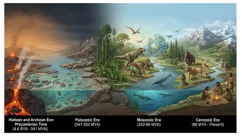 Major Eras Across Geologic Time