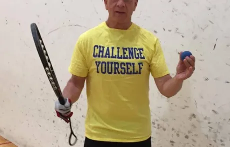 Mark Mark Scheier played racquetball for 5 hours against 4 opponents. 462 points were played and he raised over $750!
