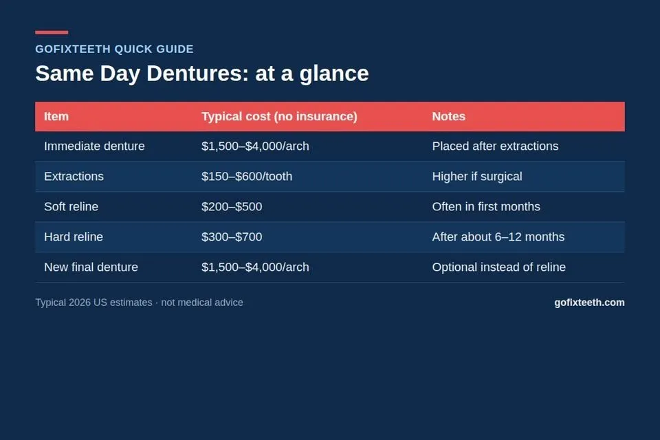 Same Day Dentures at a glance