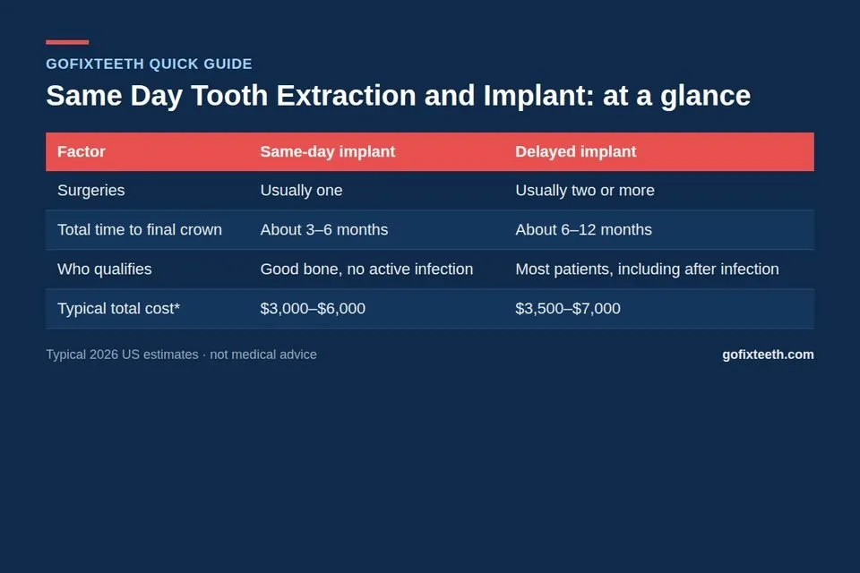 Same Day Tooth Extraction and Implant at a glance