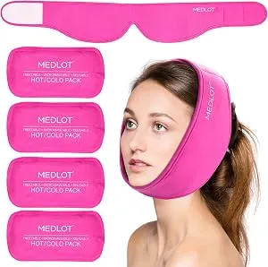 LotFancy Face Gel Ice Pack Wrap with 4 Hot Cold Packs