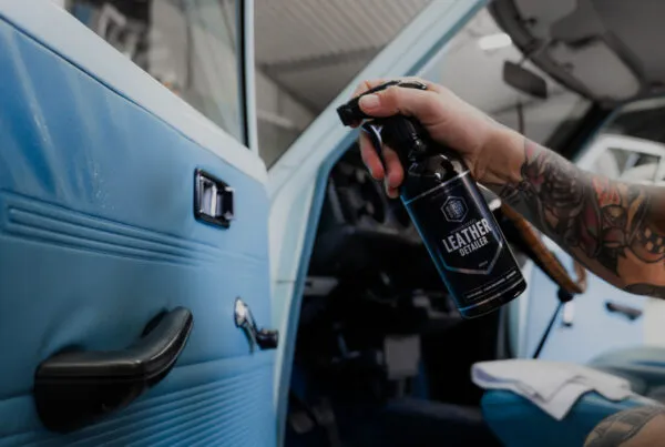 Car leather interior being maintained with a soft microfiber