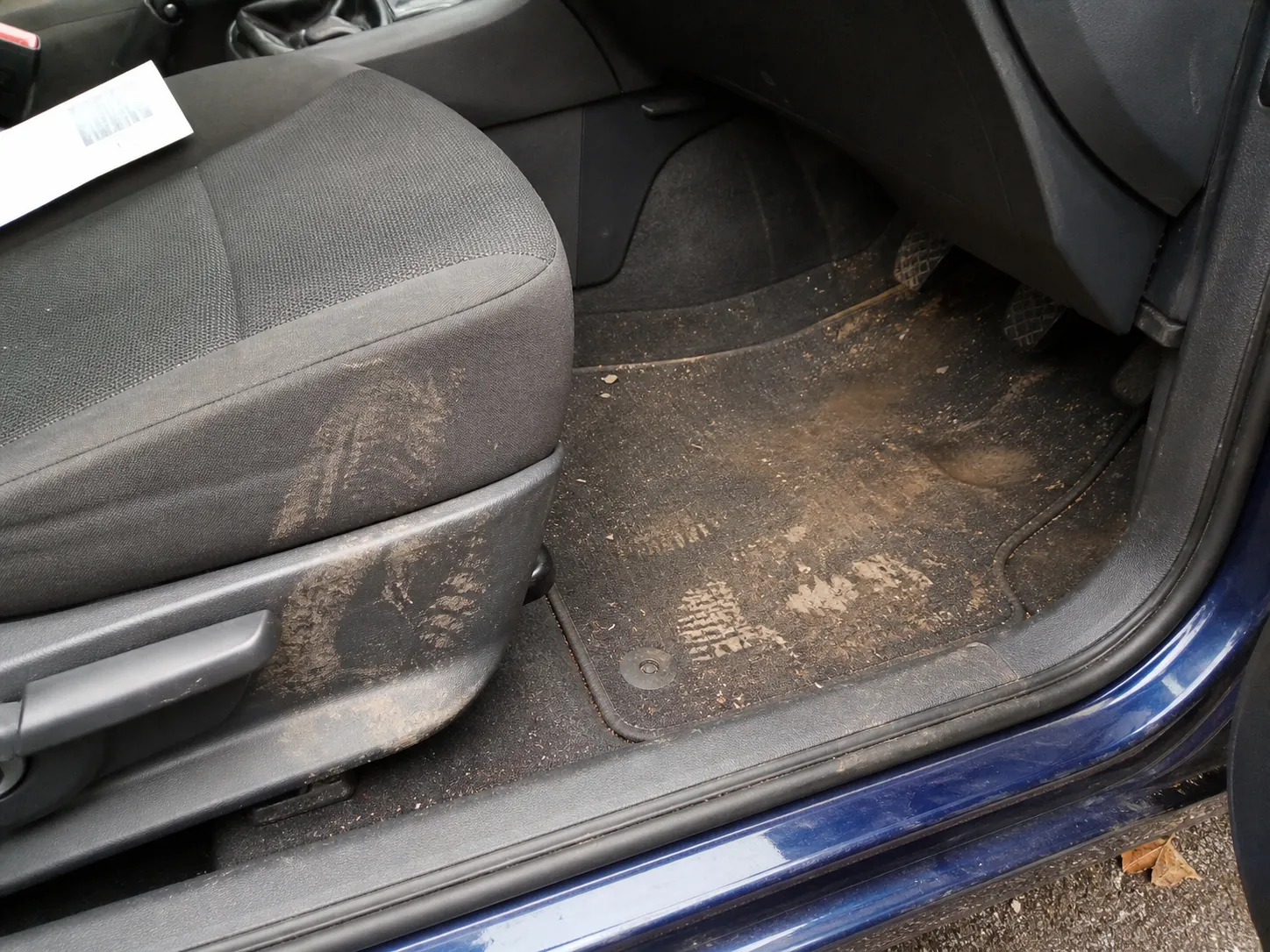 Fabric car seat water mark example