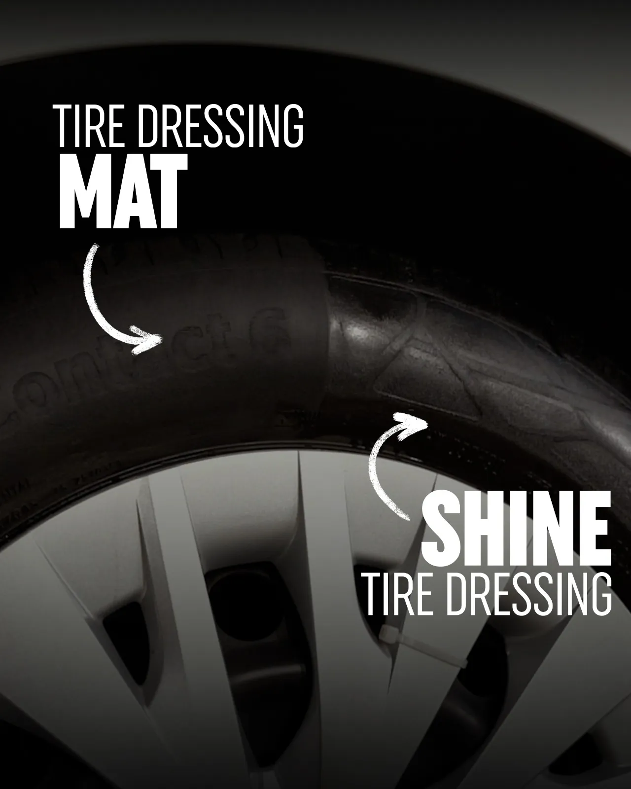 Porównanie wykończenia Good Stuff Tire Dressing MAT vs SHINE