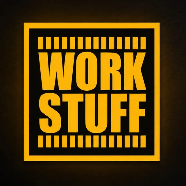 Work Stuff illuminated logo sign