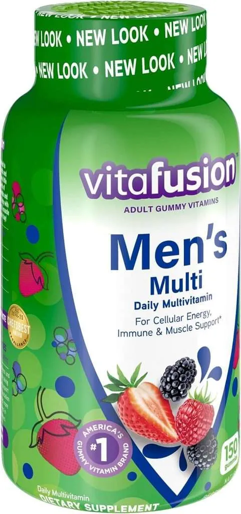 vitafusion Adult Gummy Vitamins for Men, Berry Flavored Daily Multivitamins for Men With Vitamins A, C, D, E, B6 and B12, America’s Number 1 Gummy Vitamin Brand, 75 Day Supply, 150 Count vitafusion Adult Gummy Vitamins for Men, Berry Flavored Daily Multivitamins for Men With Vitamins A, C, D, E, B6 and B12, America’s Number 1 Gummy Vitamin Brand, 75 Day Supply, 150 Count