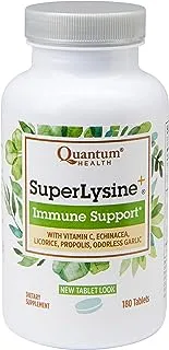 SuperLysine+ Advanced Formula Immune Support Supplement Lysine 1500 mg, Vitamin C Echinacea Licorice Bee Propolis & Odorless Garlic Daily Wellness Blend for Women & Men - 180 Tablets