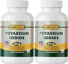 Potassium Iodide 65 mg Per Serving- Dietary Supplement, Thyroid Support - Non -GMO, Made in USA - 120 Tablets