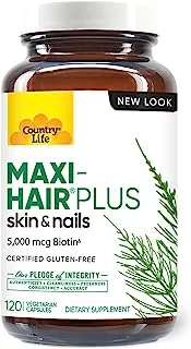 Country Life, Maxi-Hair Plus Biotin, Supports Healthy Hair, Skin and Nails, Daily Supplement, 120 ct