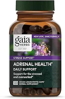 Gaia Herbs Adrenal Health Daily Support - with Ashwagandha, Holy Basil & Schisandra - Herbal Supplement to Help Maintain Healthy Energy and Stress Levels - 120 Liquid Phyto-Capsules (120 Count)