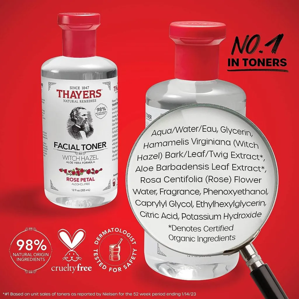 Thayers Alcohol-Free, Hydrating Rose Petal Witch Hazel Facial Toner with Aloe Vera Formula - 5