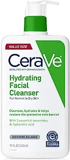 Hydrating Facial Cleanser | Moisturizing Non-Foaming Face Wash with Hyaluronic Acid, Ceramides and Glycerin | Fragrance Free Paraben Free | 19 Fluid Ounce