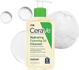 Hydrating Foaming Oil Cleanser | Moisturizing Oil Cleanser for Face & Body with Squalane Oil, Hyaluronic Acid & Ceramides | For Dry to Very Dry Skin | Fragrance Free & Residue Free | 8 FL Oz