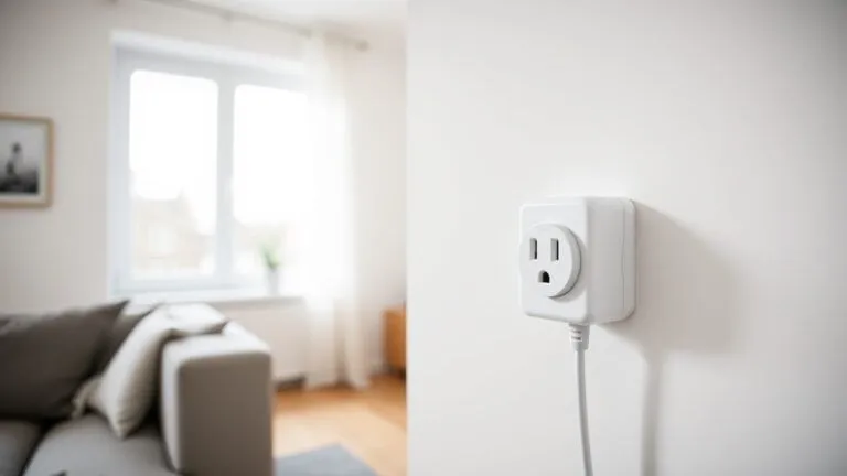 Modern stopcontact in een nette Nederlandse woonkamer met aangesloten snoer, veilig en ordelijk.