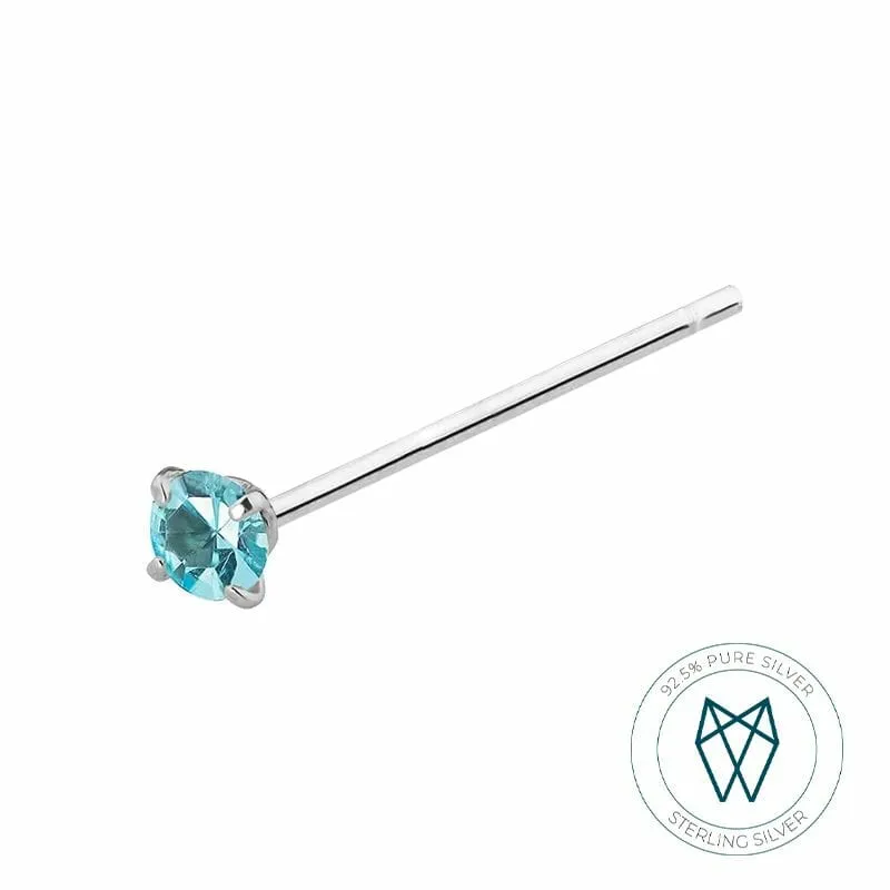 JEWLRY 0133 - Celestial Aqua Silver Nose Stud