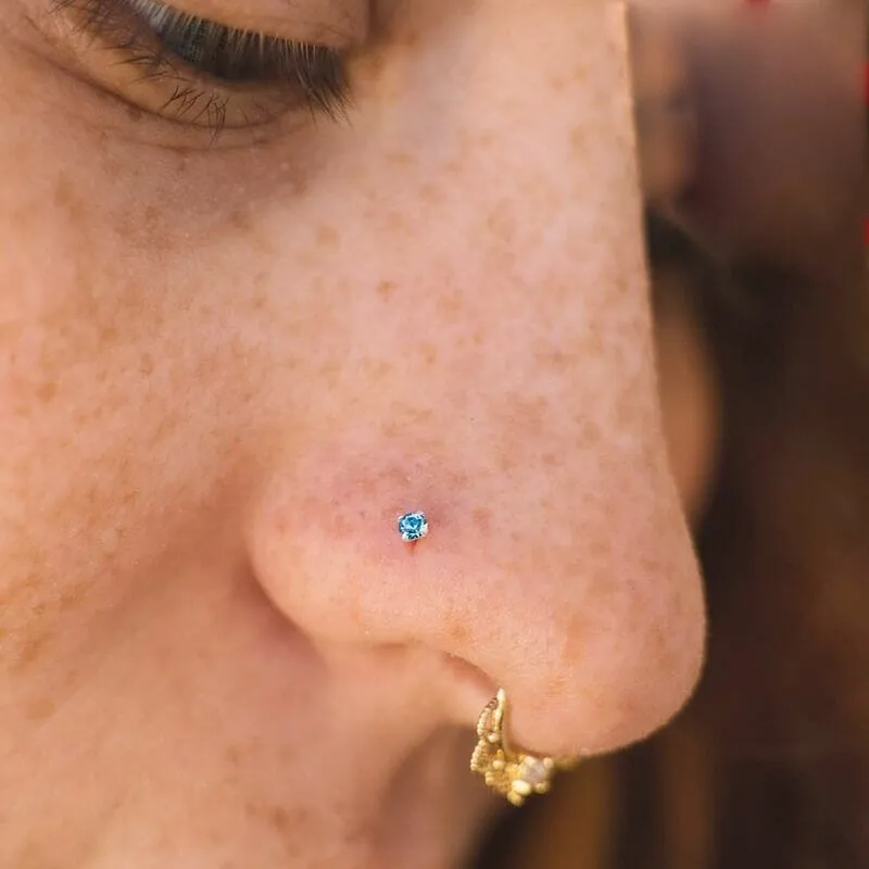 JEWLRY 0133 - Celestial Aqua Silver Nose Stud