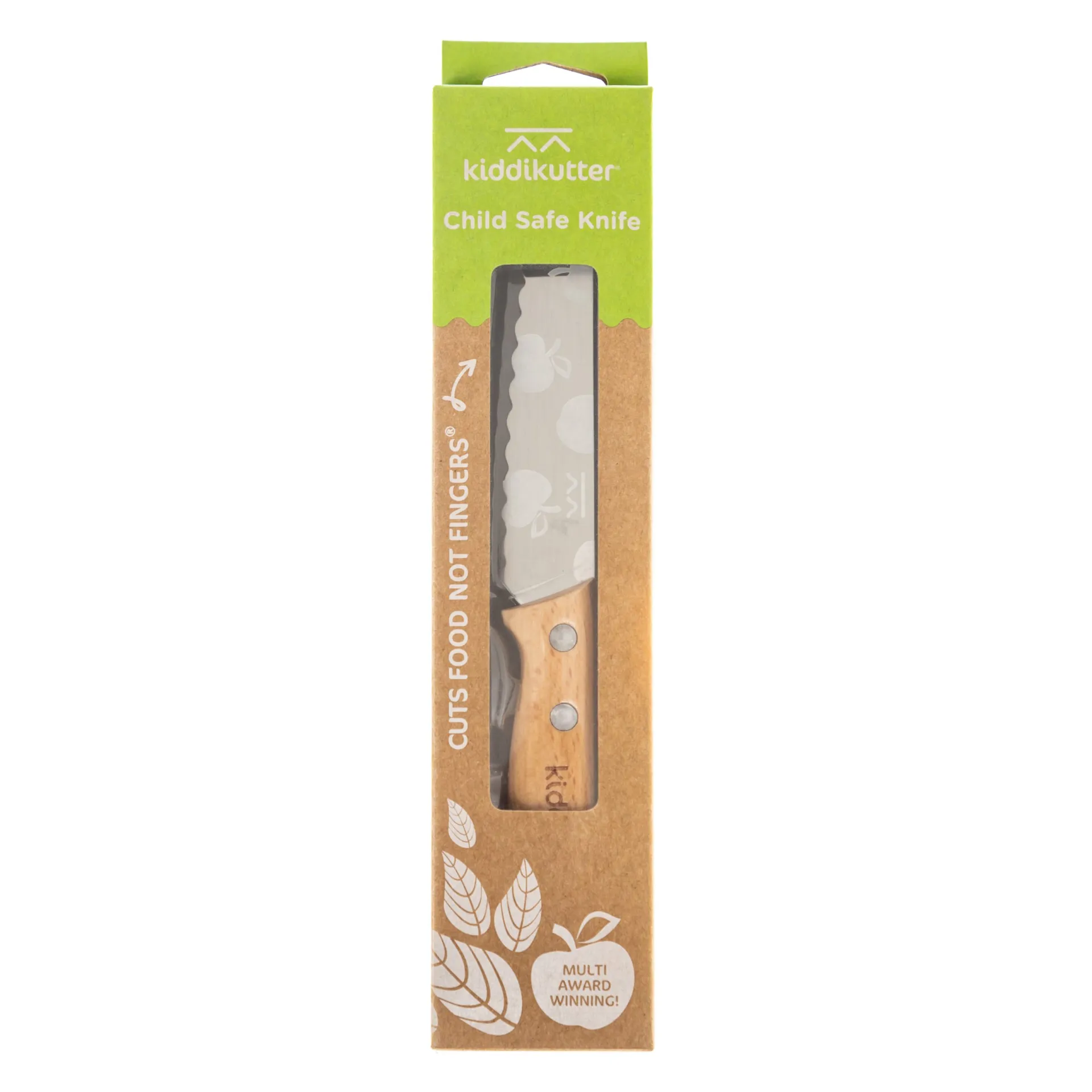 Wooden handled KiddiKutter in packaging