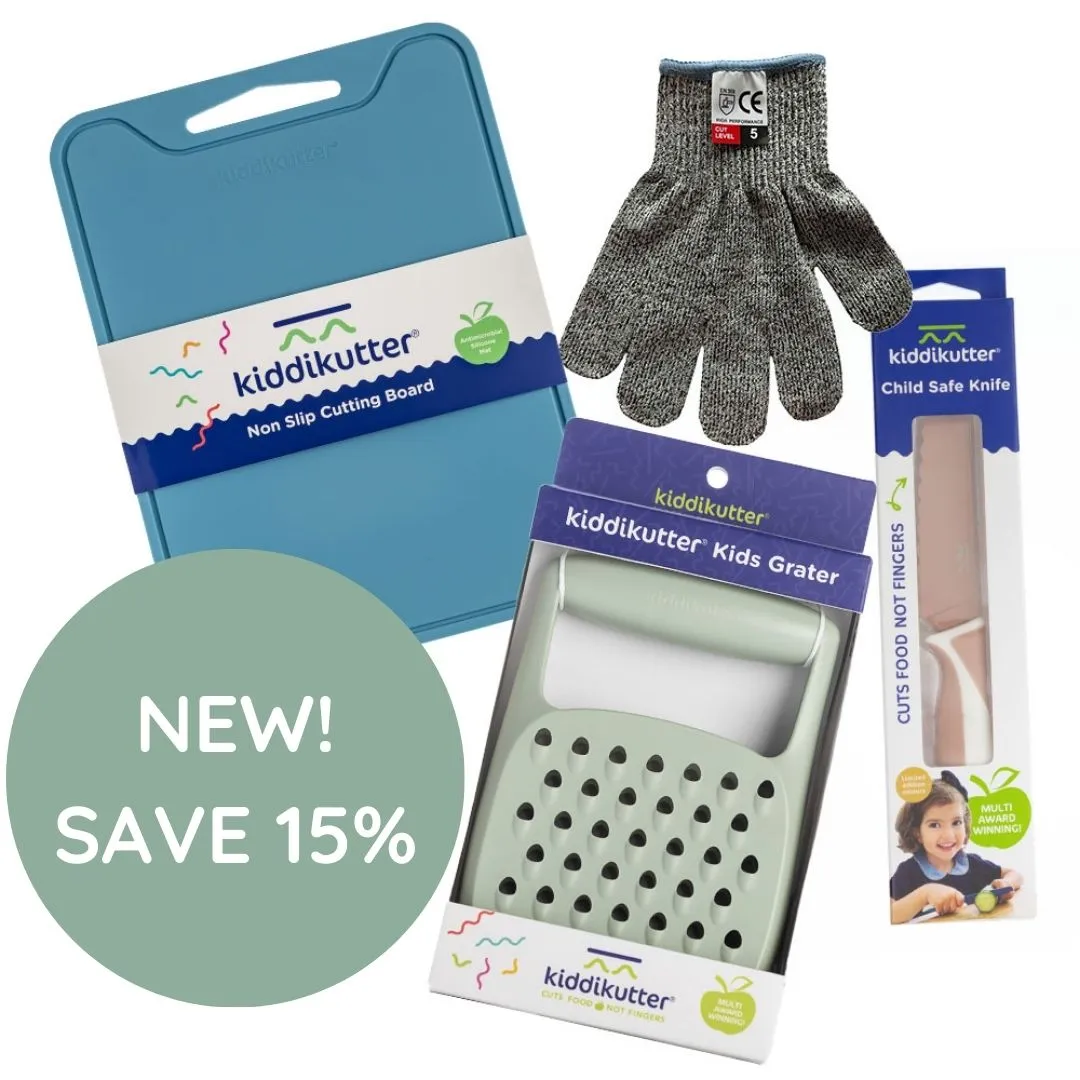 KiddiKutter safer grater bundle with grater glove and cutting board