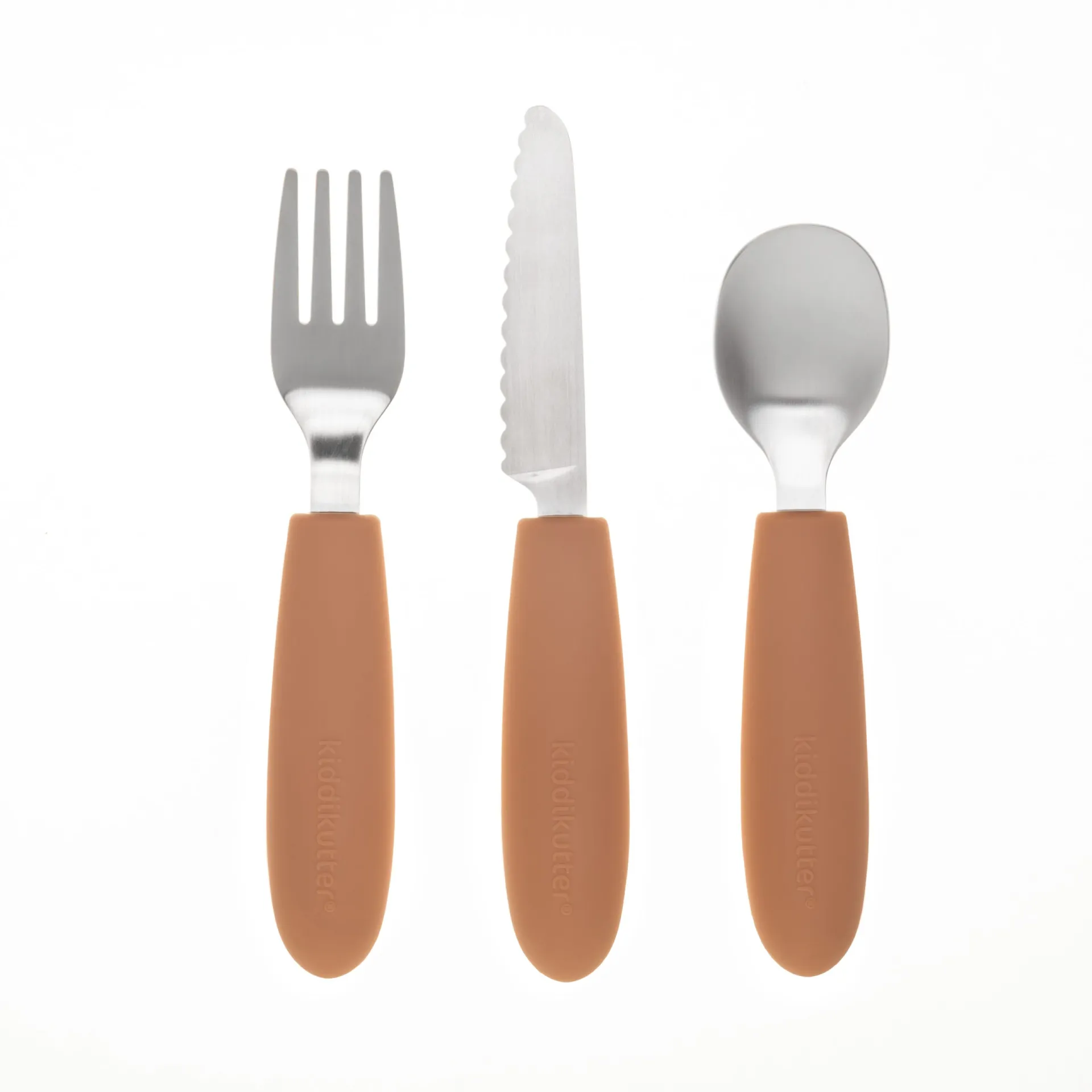 Terracotta kids fork, knife and spoon