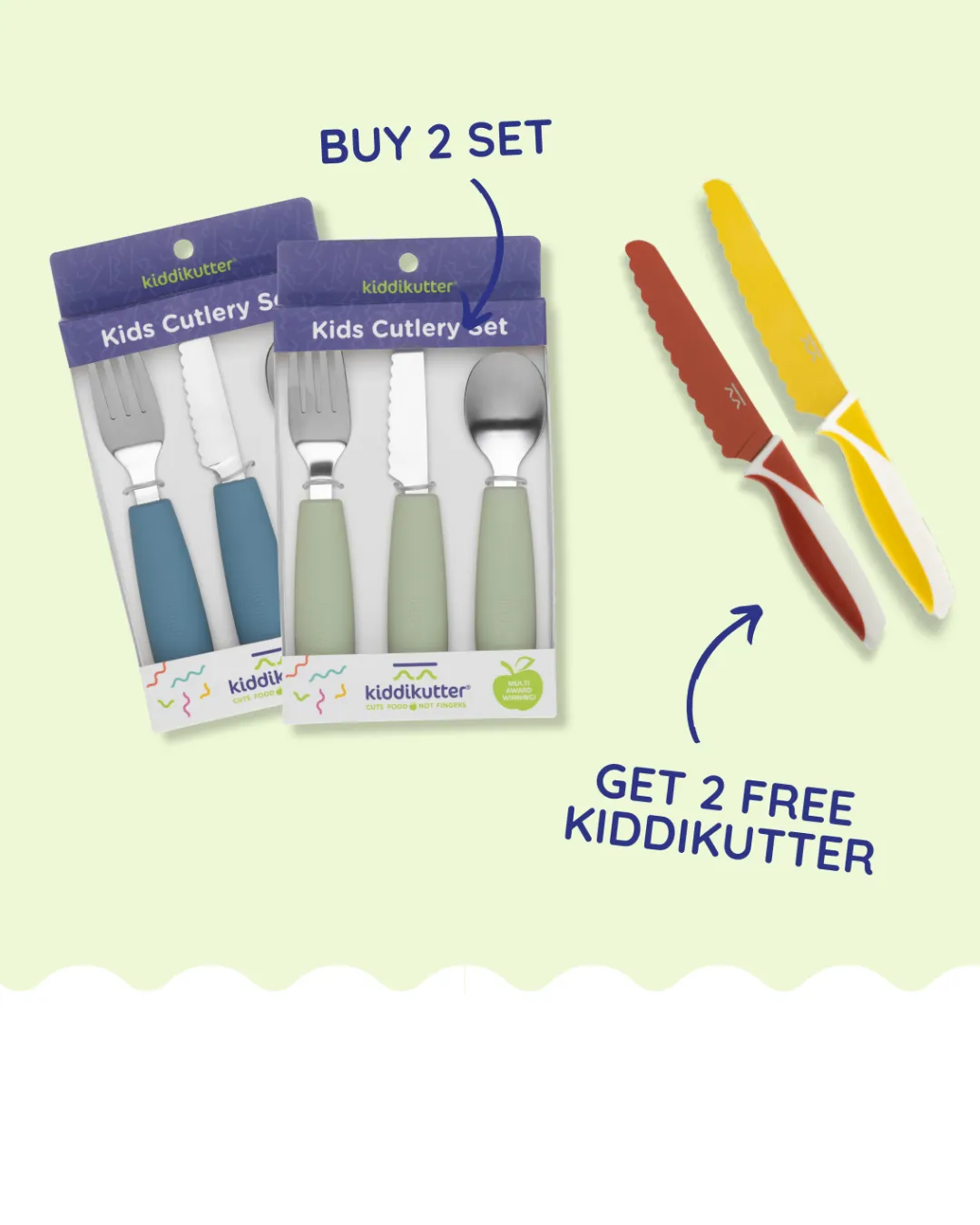 Buy 2 cutlery sets, get a free KiddiKutter