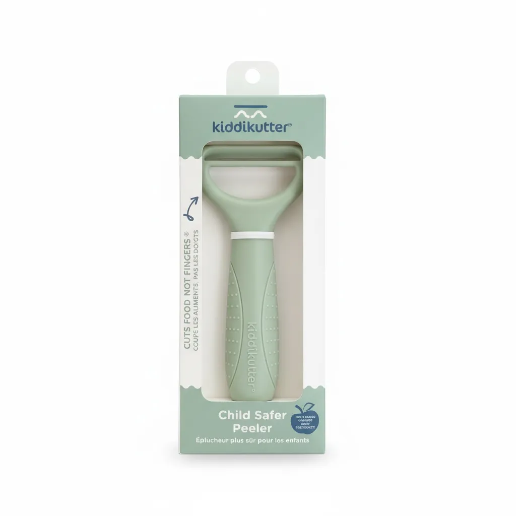 Kiddikutter Child Safer Peeler in retail packaging, suitable for gifting