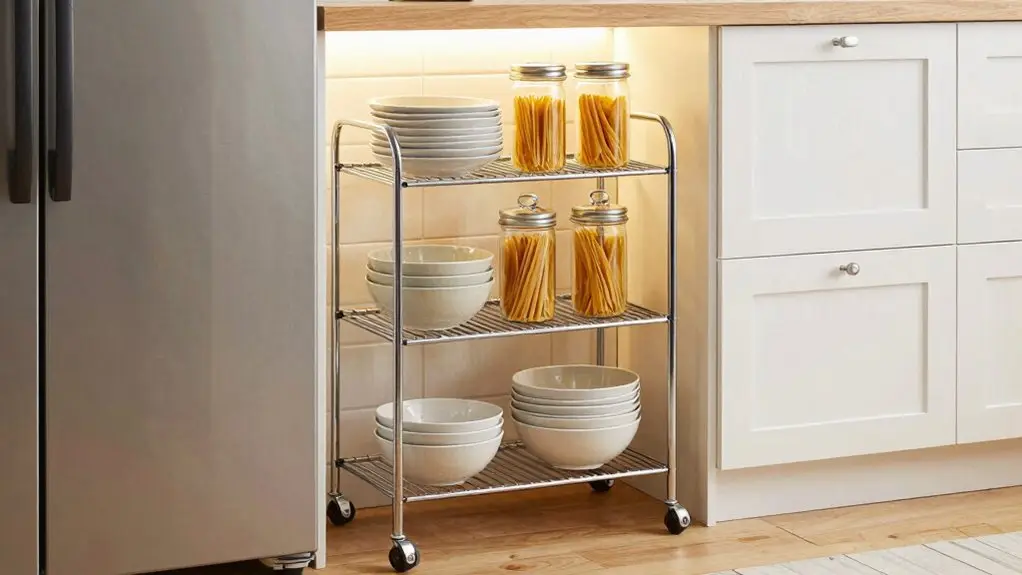 adjustable slim rolling kitchen racks