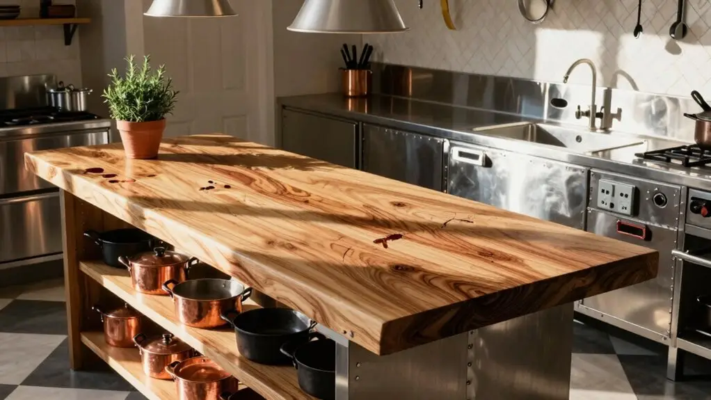 butcher block stainless storage
