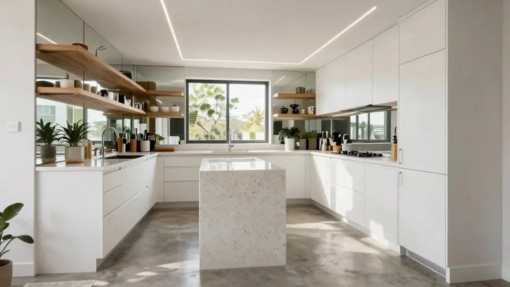 open concept l shaped layout
