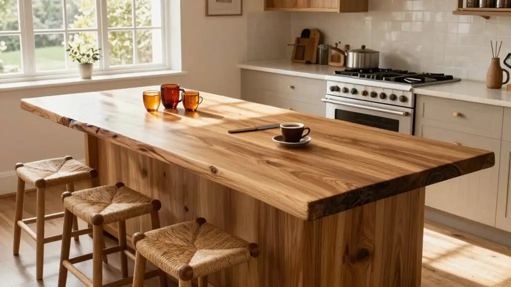 warm wood island finish