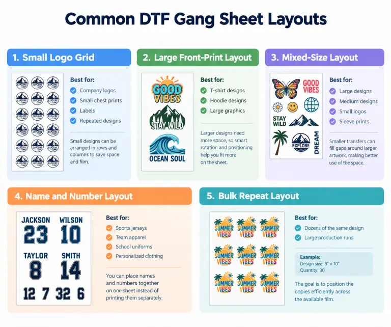 common dtf gang sheet layouts