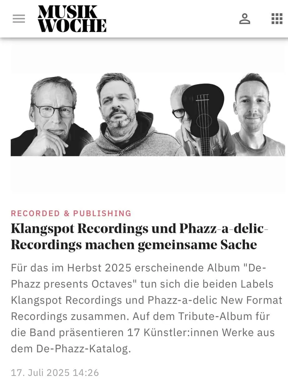 MusikWoche article about the collaboration between Klangspot Recordings and Phazz-a-delic Recordings