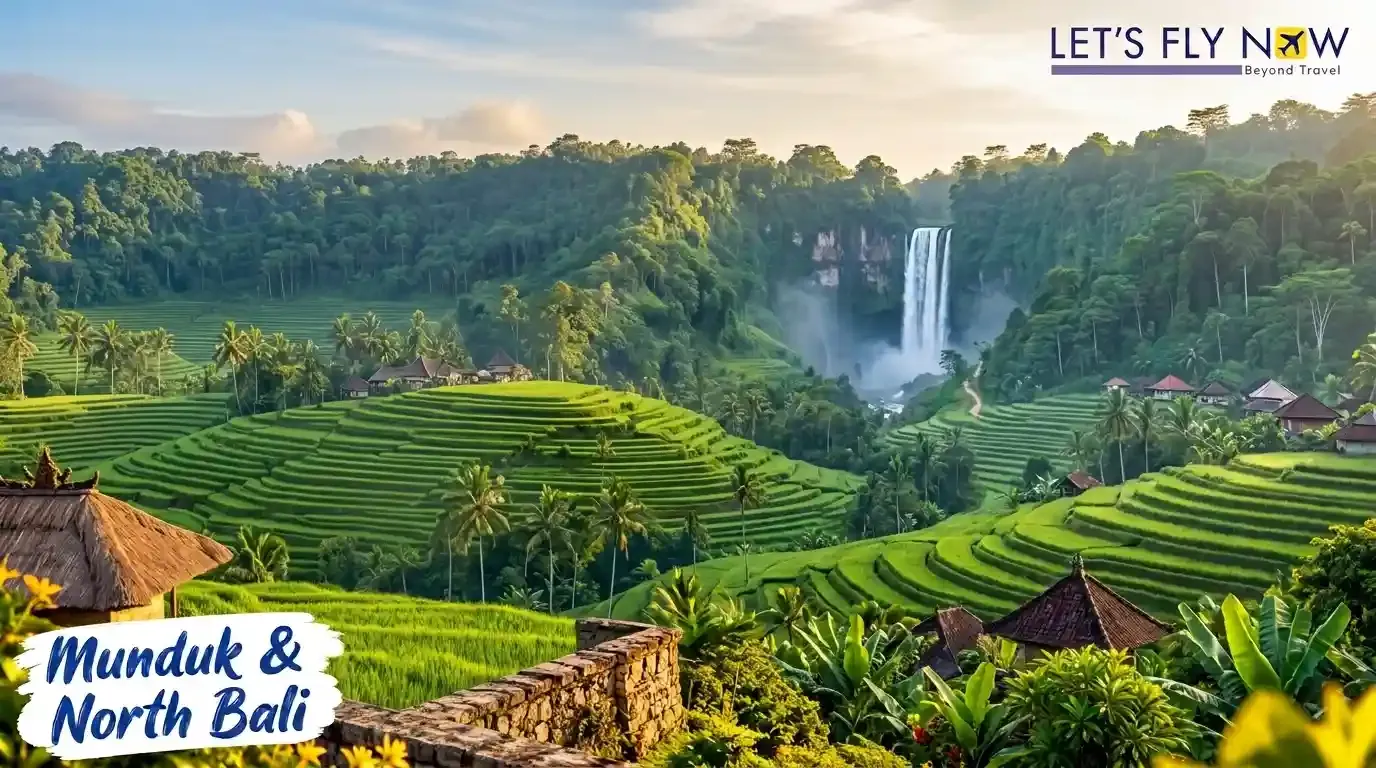 Munduk North Bali mountains and tropical waterfall landscape