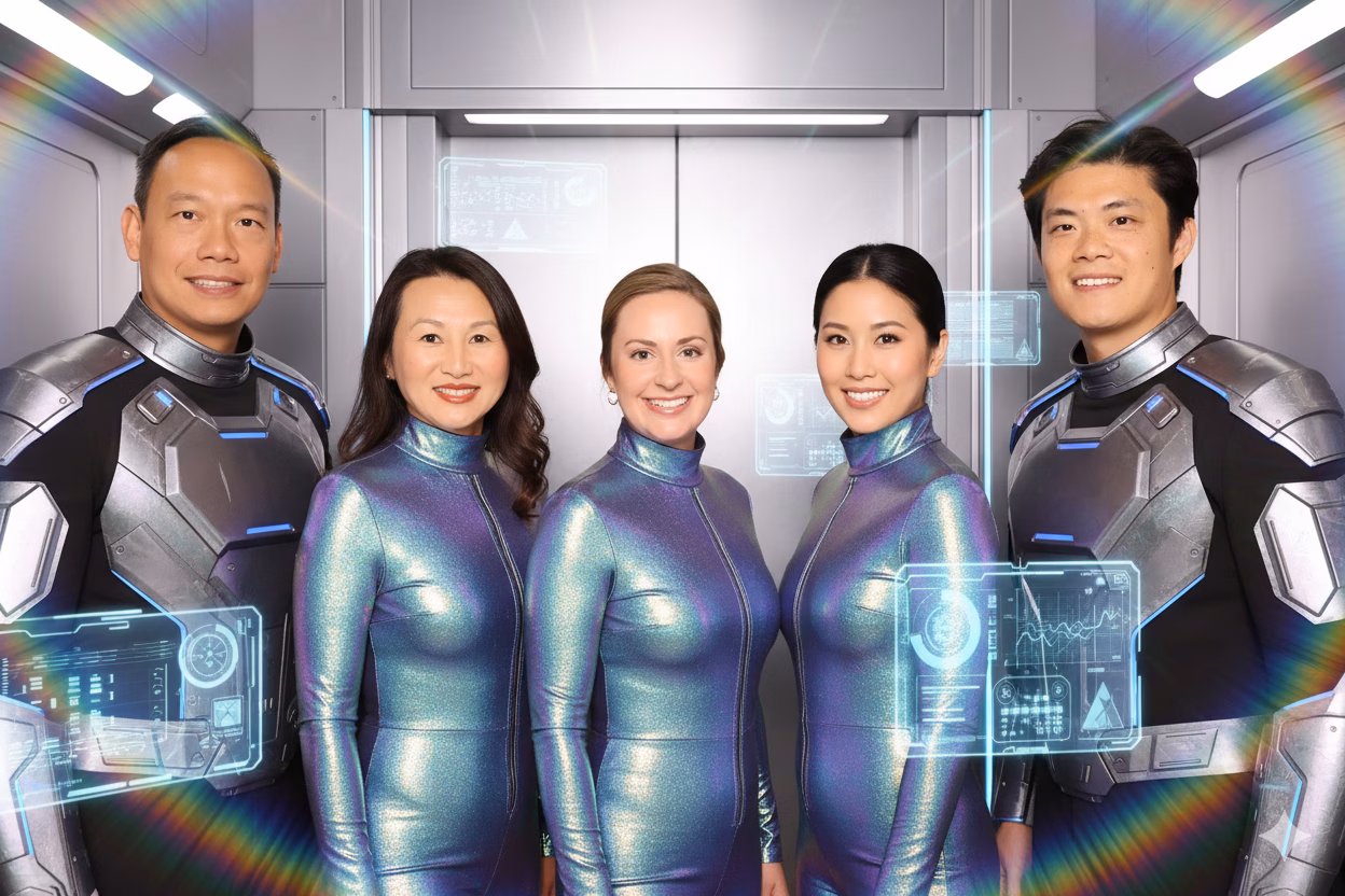 holographic groups AI portrait photo booth rental at corporate event in Orange County, CA holographic groups