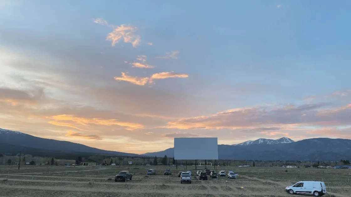 drive-in theaters Colorado outdoor movie screen under starry sky