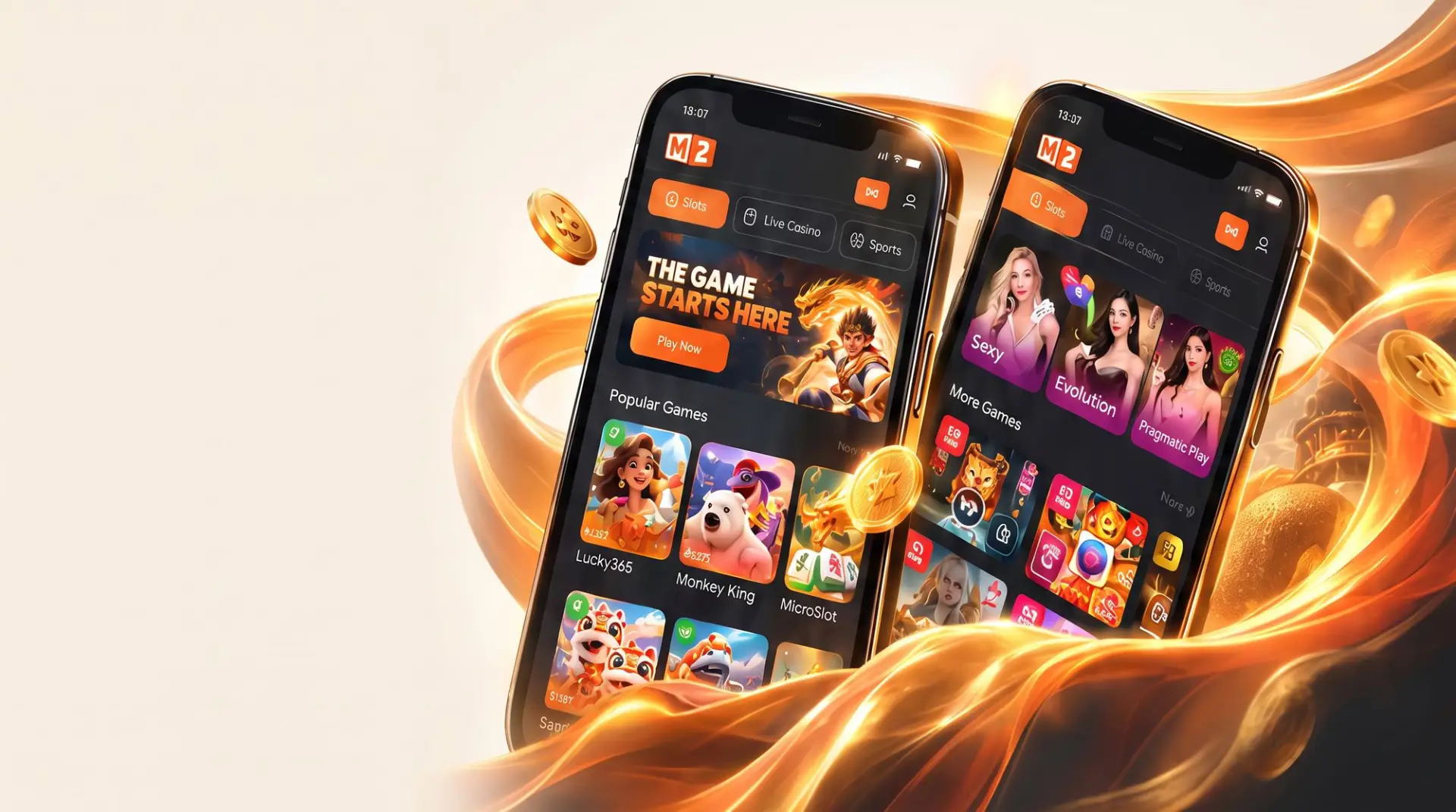 The M2 app on two phones