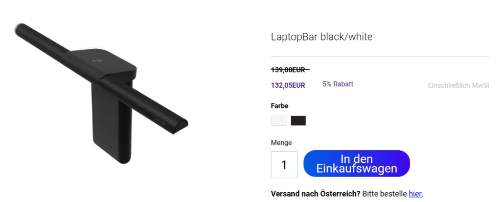 Die Benq Laptopbar kostet etwas mehr als 130 Euro