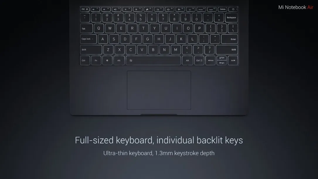 Mi Notebook Air, beleuchtete Tastatur
