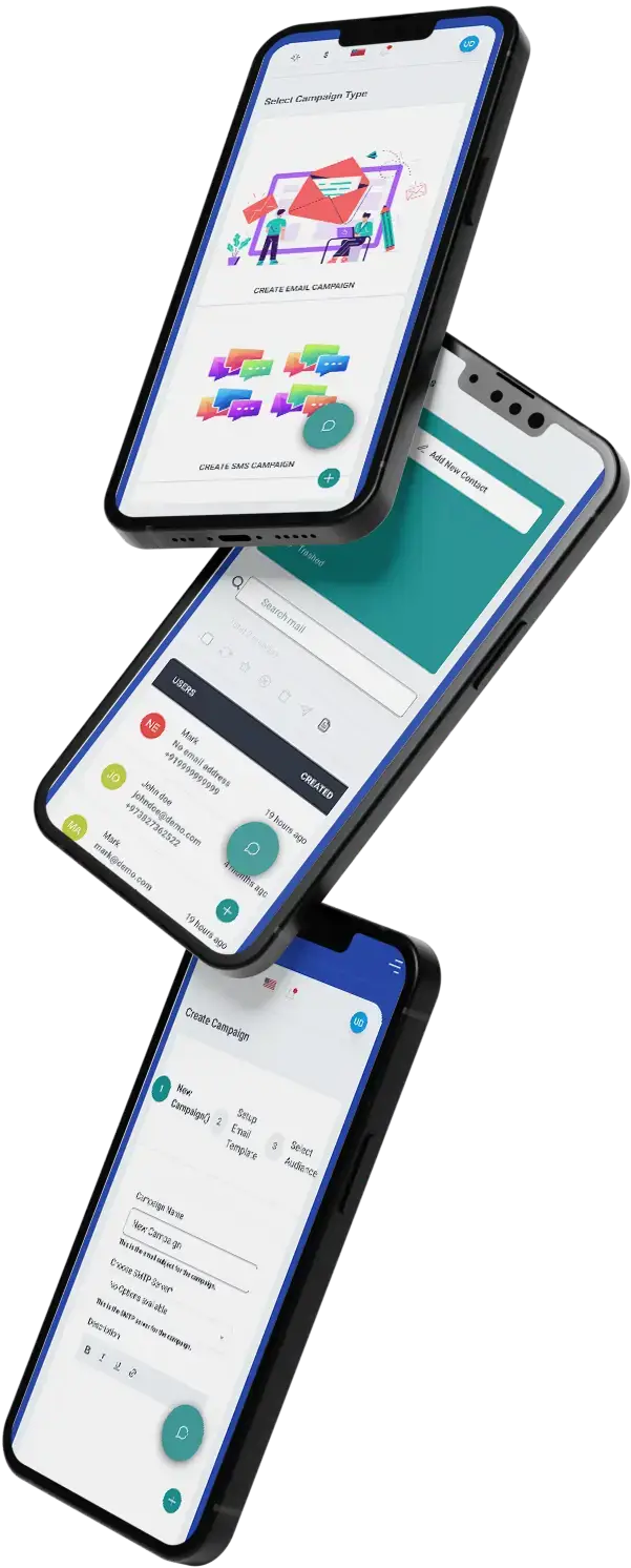 Mailchimp Clone 11 Mailchimp clone App UI Triple Screen Display