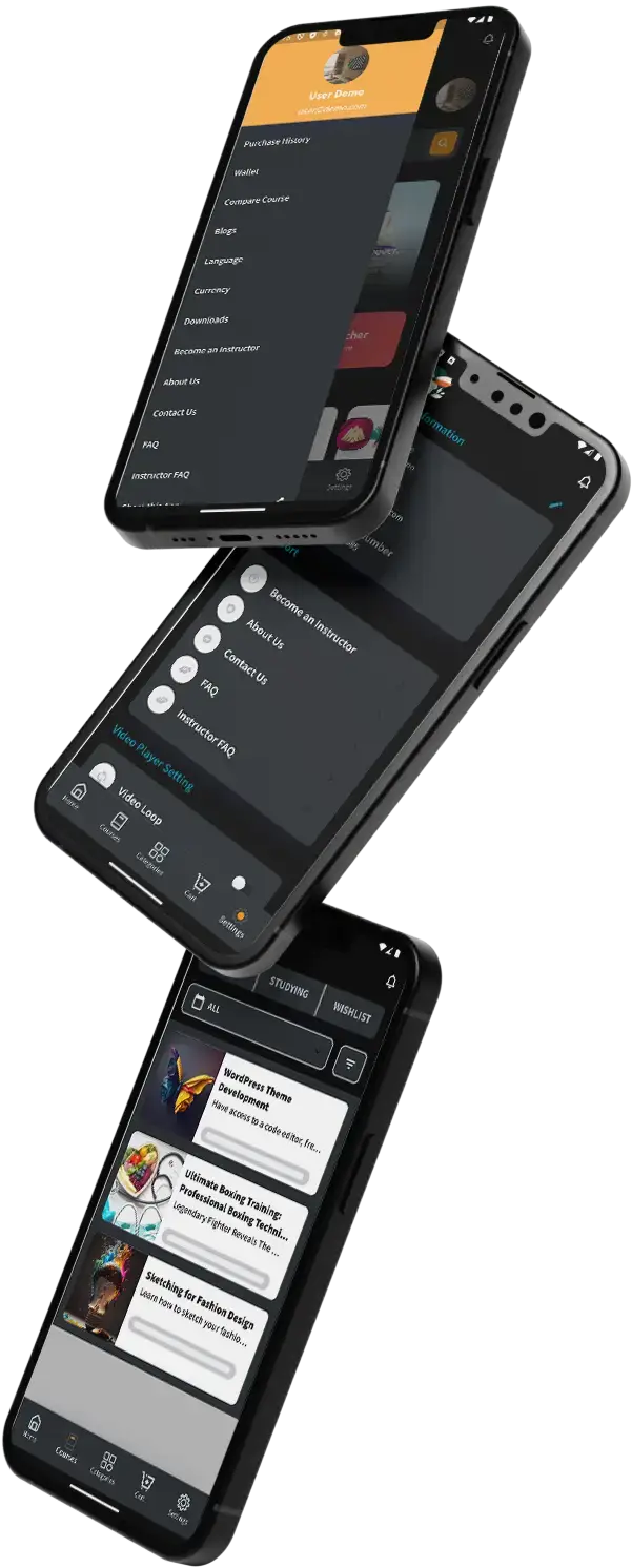 Byju's Clone 11 Byjus Clone UI showcasing a triple screen display interface.