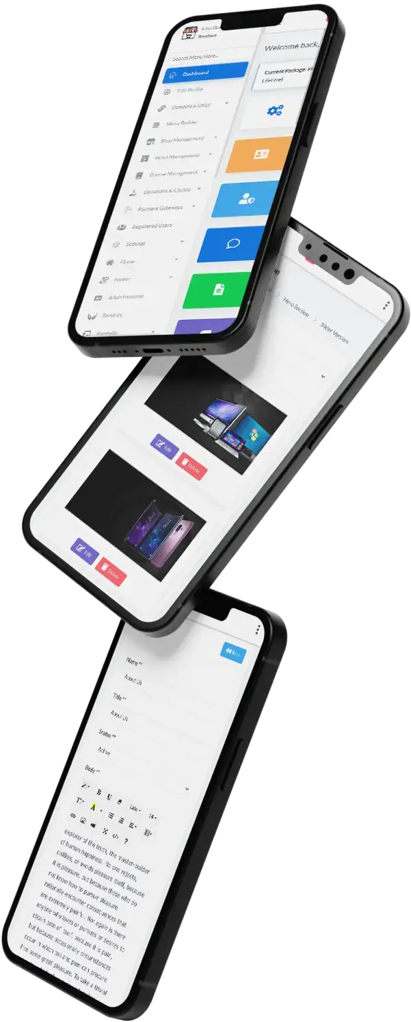 Wix Clone 11 Wix Clone App UI Triple Screen Display