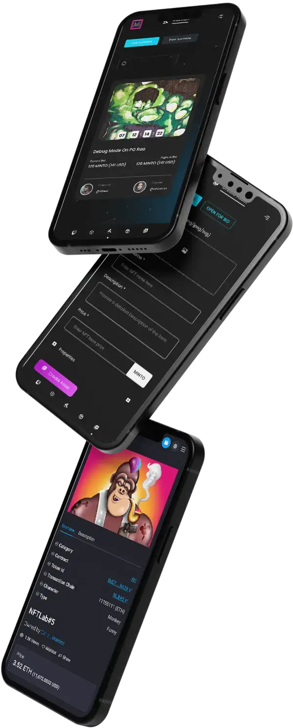 Opensea Clone 11 Opensea Clone App UI Triple Screen Display