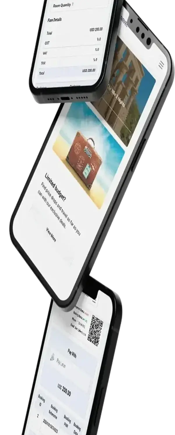 Travel Booking 11 Travel Booking Like App UI Triple Screen Display.