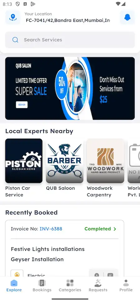 Uber for X 19 Uber for x-Inspired Mobile App homepage Screen