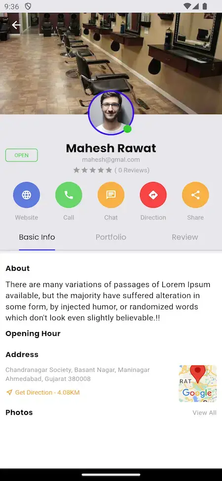Uber for Massage 19 Uber for Massage Mobile App basic Info Screen.