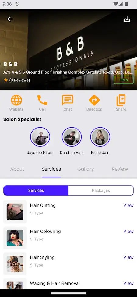 Uber for Massage 22 Uber for Massage Mobile App Salon Services Screen.
