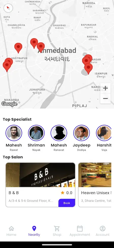 Uber for Massage 20 Uber for Massage Mobile App Nearby Location Screen.