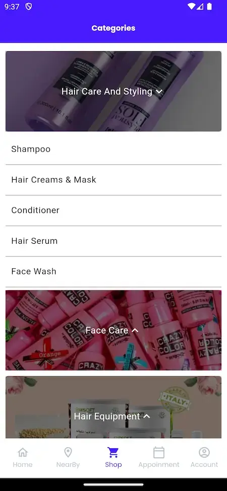 Uber for Massage 26 Uber for Massage Mobile App Categories Screen.