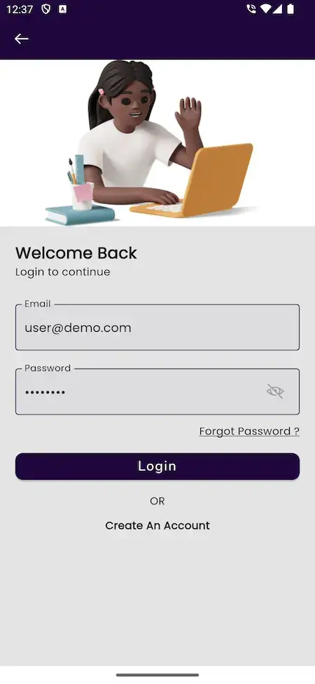 Zoom Clone 24 Zoom clone Mobile App User Login Screen.