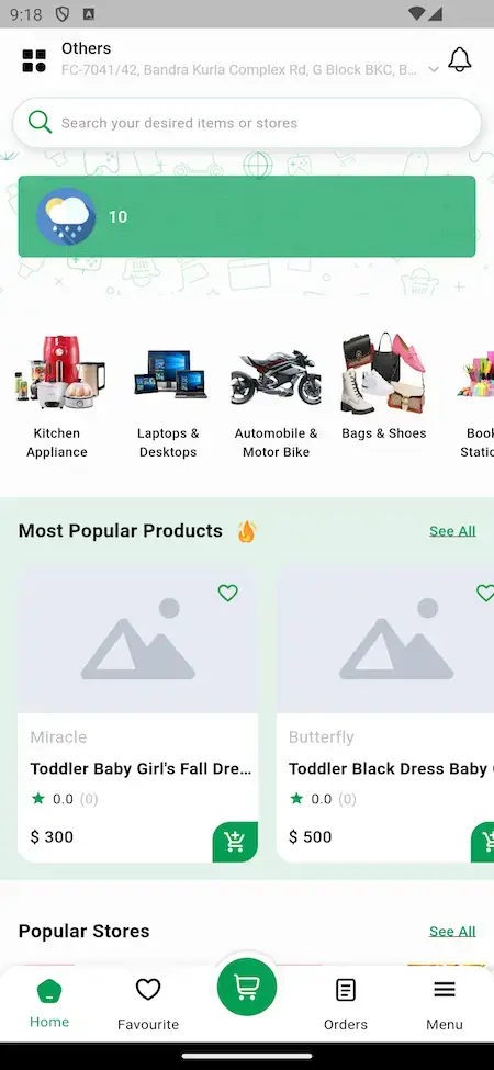 Glovo Clone 19 Glovo Alternative Categories and Popular Products Screen.