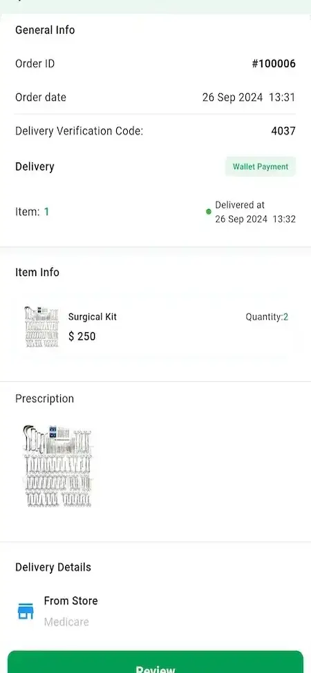 Netmeds Clone 22 Order details & Review Screen - Netmeds Alternate App